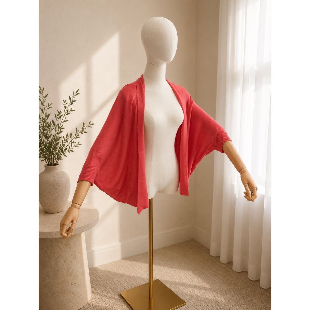 Eileen Fisher Coral Open Cardigan M Wool Modal Camel Batwing Dolman Italy Yarn - Picture 8 of 16